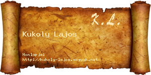Kukoly Lajos névjegykártya